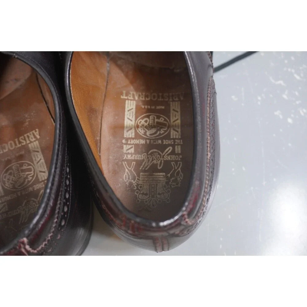 Johnston & Murphy Leather Wingtip Loafer Men's Size 10.5E Oxblood Burgundy Brown